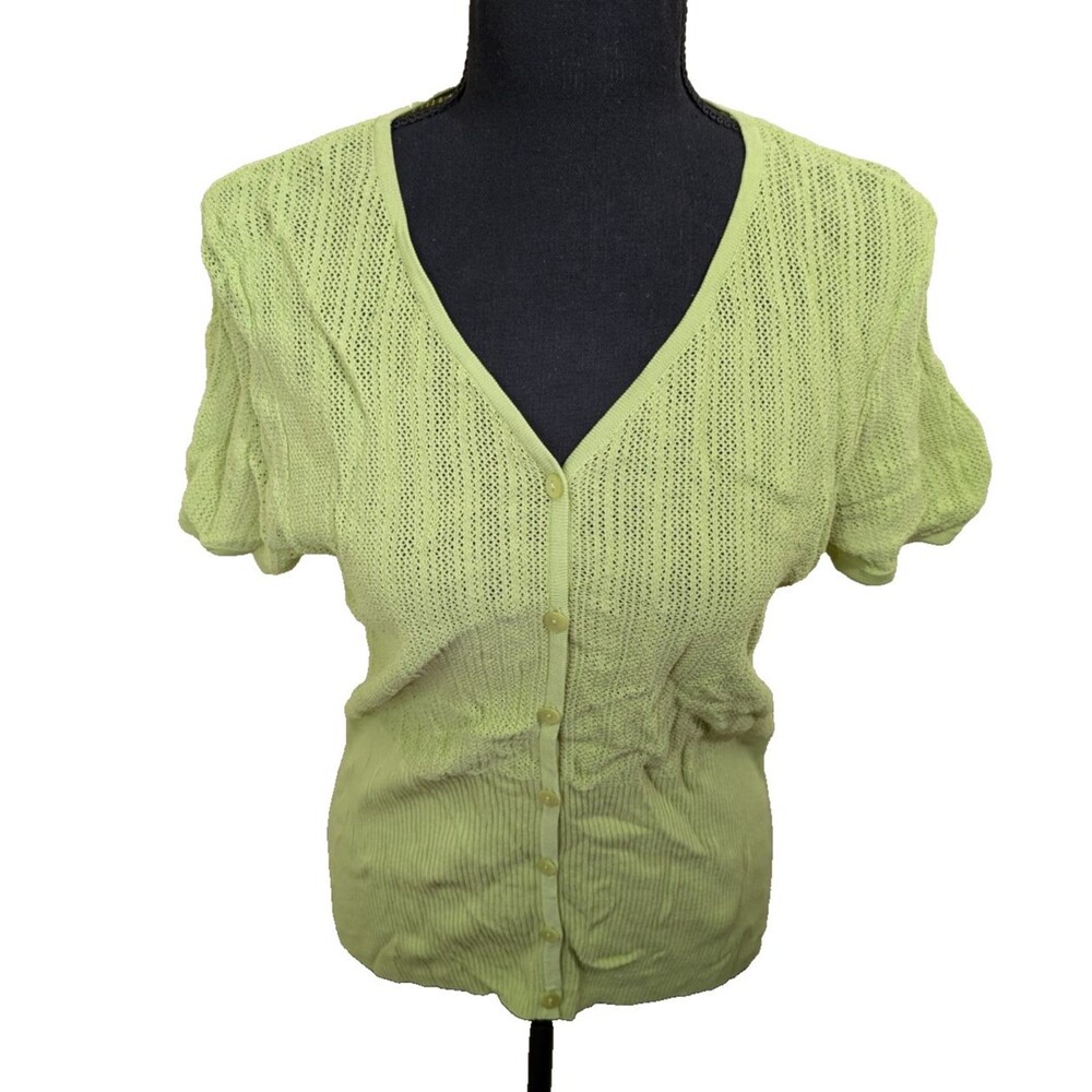 Talbots Petites Vintage Top Button Front Slim Fit Open Knit Y2K 90s Medium